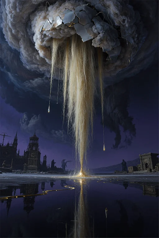 A Colossal Cascade Of Celestial Hair Descends From A Fractur...