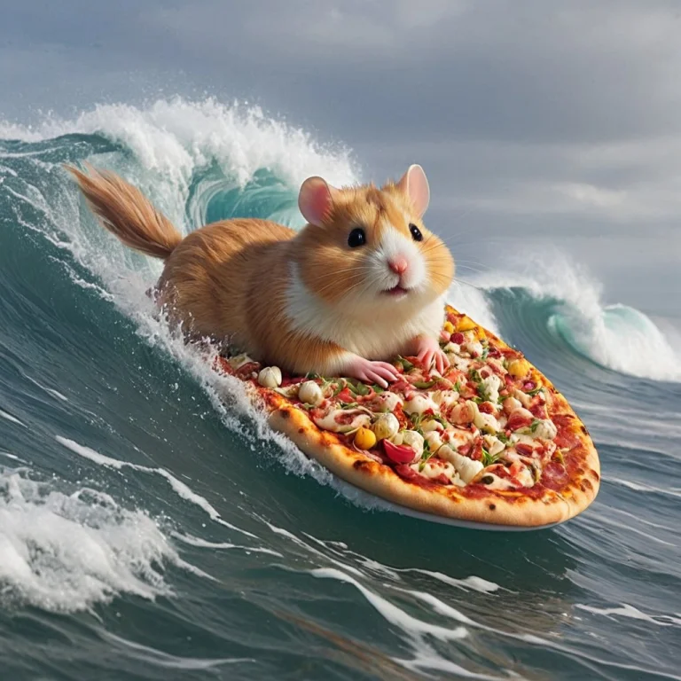 Jaynl-tm, Made Of Tulips Hamster Surfing In The Ocean, Huge...