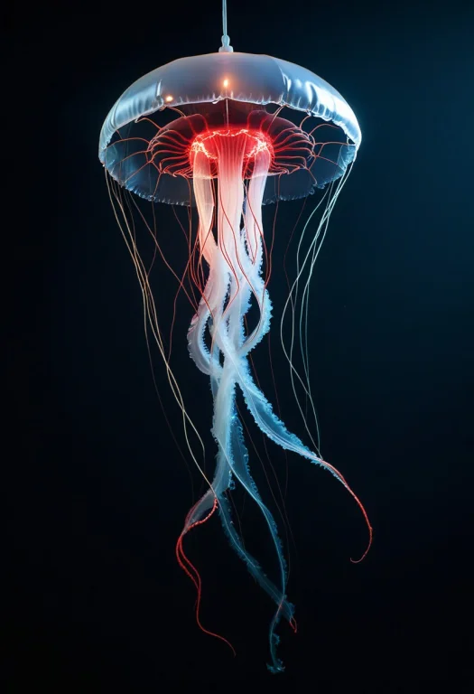8k, Raw Digital Photo, A Jellyfish Shaped Like An Elegant Fl...
