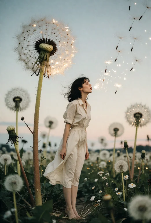 A Quietly Eerie Surreal Shot Of A Young, Beautiful Woman, Pa...