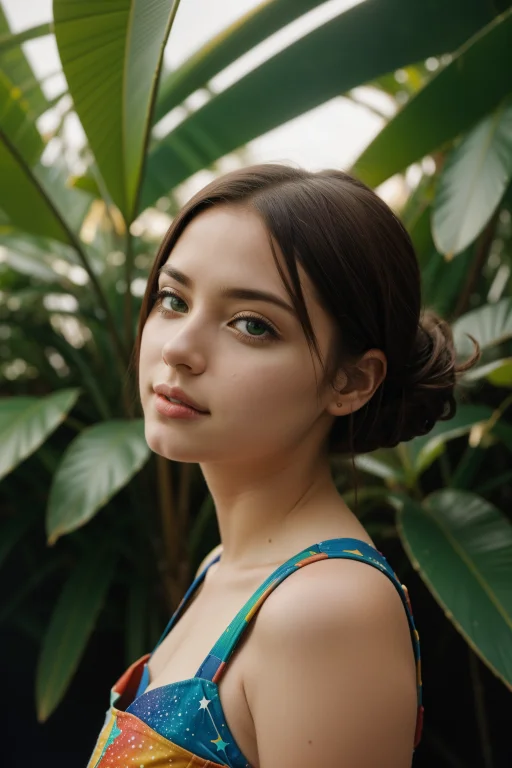 1girl, 8k Mixed Media Of An Electric Green Jungle And Water,...