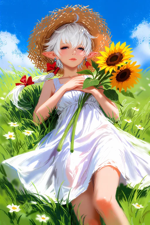 Alisaieffxiv, Drawing, Pastel, Wearing A White Sundress, Wea...
