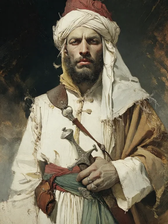 Bradhamel Art Style. A Portrait Of A Middle Eastern Man With...