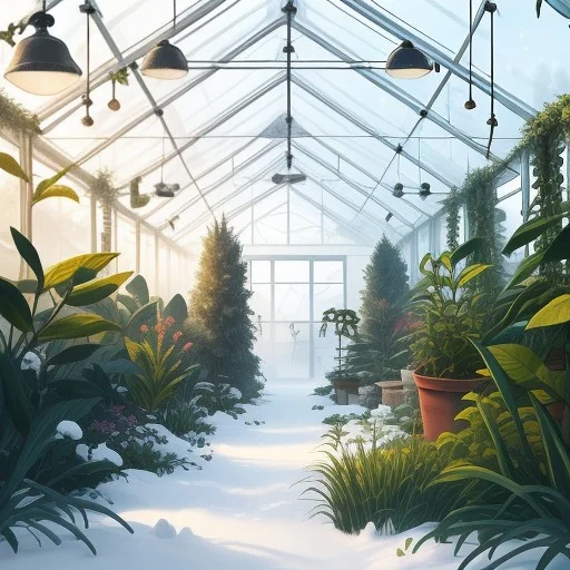 Best Quality, Highly Detailed, An Overgrown Greenhouse Slowl...