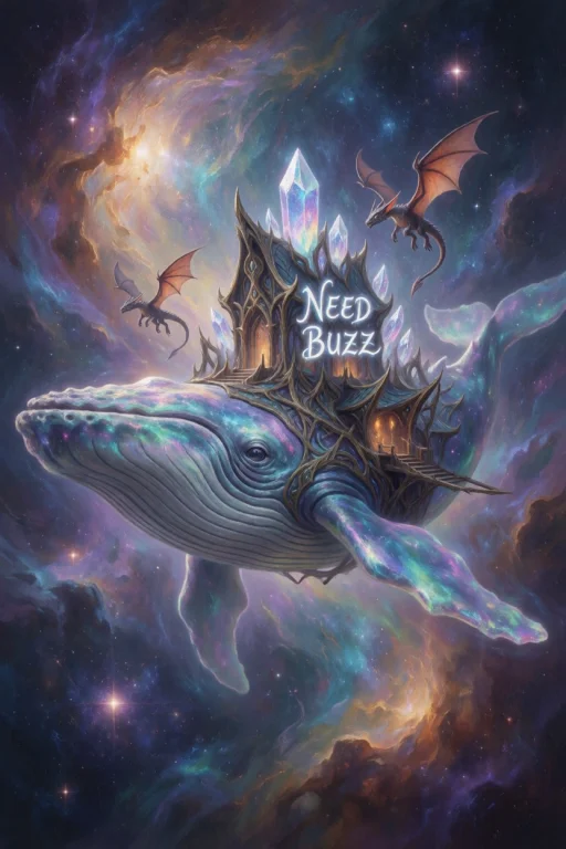 A Surreal Fantasy Painting Of A Sentient, Iridescent Space W...