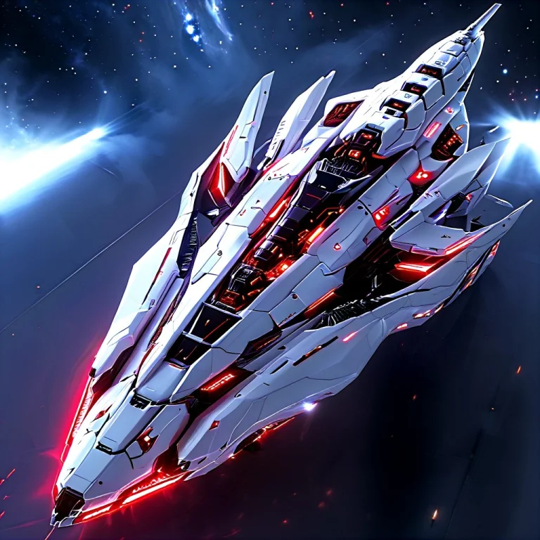 Whiteember, A Massive Spaceship Flying In Deep Space, Glossy...