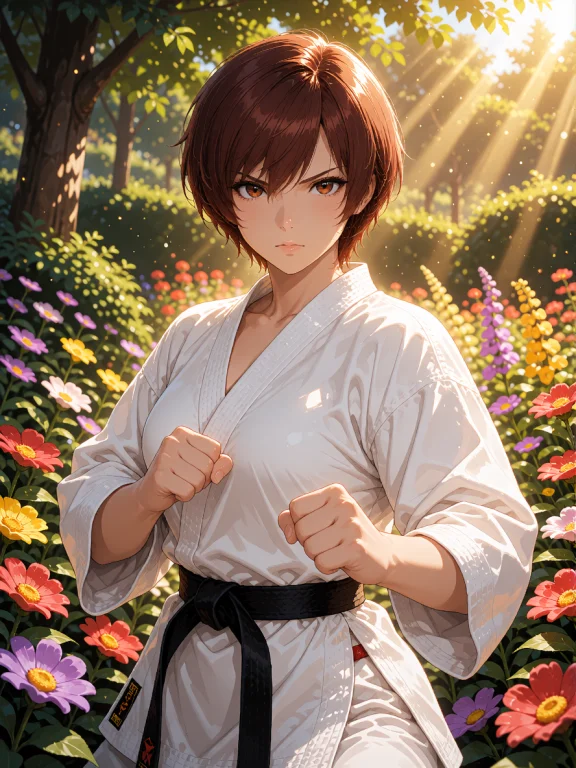 A Determined Hitomi From Dead Or Alive Stands In A Sunlit Ga...