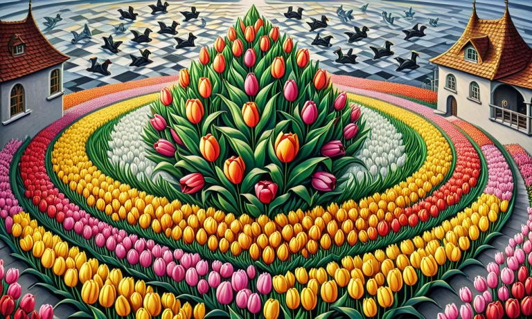 An Abstract Escher Painting, Critters Made Of Tulips, Master...