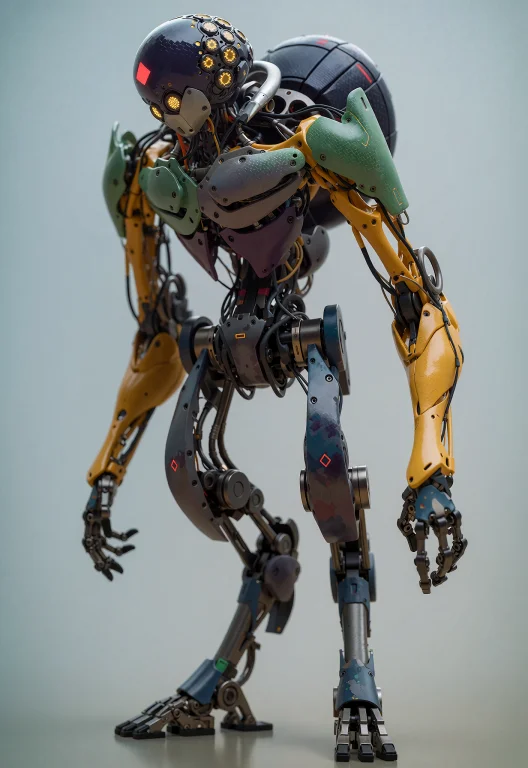 This Is A Digital Sci-fi Style, Depicting A Humanoid Robot W...