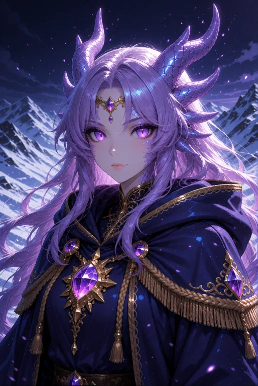 A Dragon Girl With Light Purple Iridescent Scales And Glowin...