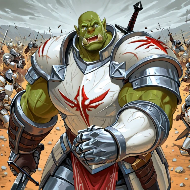 20r0j2,orc , Knight Armor, Sword, White Armor,pitch Black Sw...
