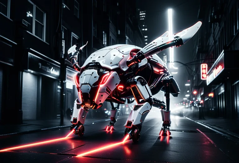 Whiteember, Mad-neon-noir, Noir A Beetle-shaped Robot Stands...