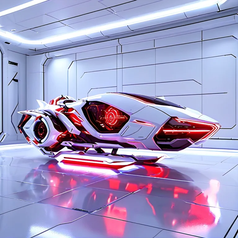 Whiteember, A High-tech Hoverbike Floating Above A Platform,...