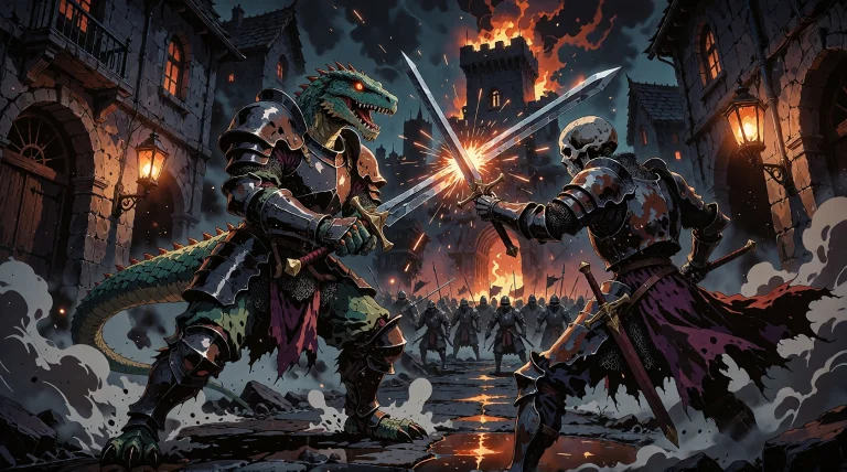 An Anime-style Masterpiece Depicting A High-octane Medieval...