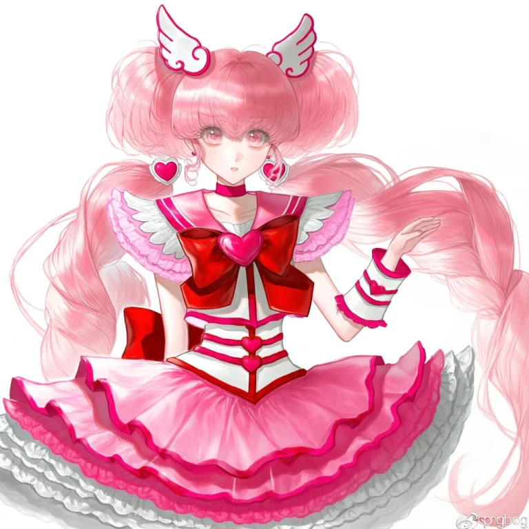Pink Hair,bangs,low Twintails,antenna Hair,hair Ornament,cho...