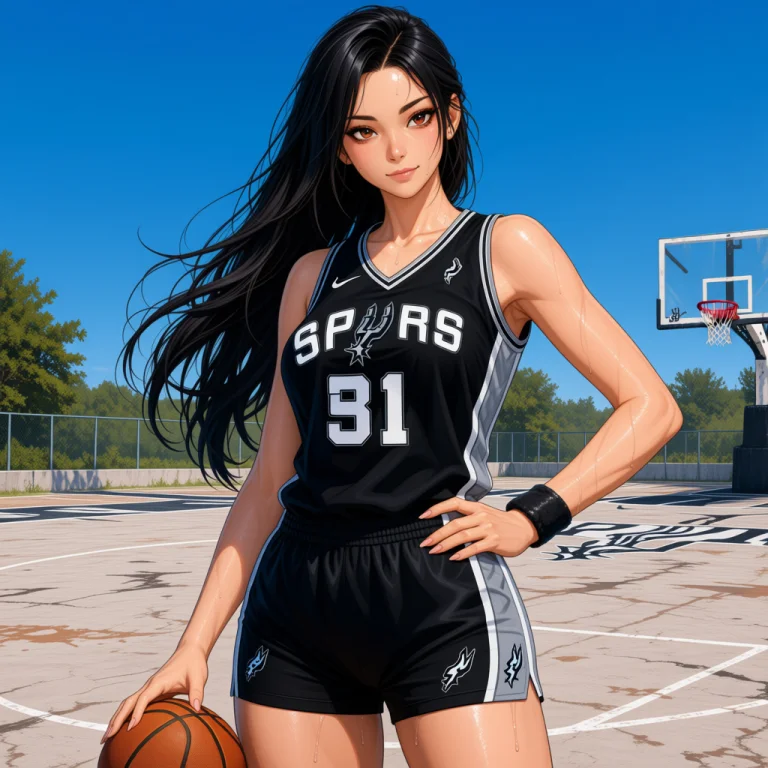 Masterpiece, Best Quality, 1girl, Solo, Spurs Jersey, Jersey...