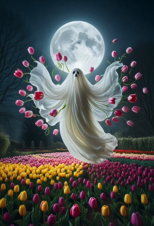 8k, Raw Digital Photo, Jaynl-tm, A Ghost Made Of Tulips, Flo...