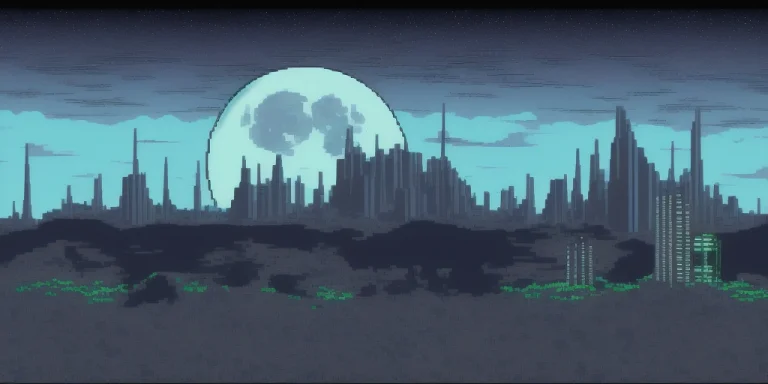 Moon City Skyline Landscape, Rural Area In Foreground,1.1 Sp...