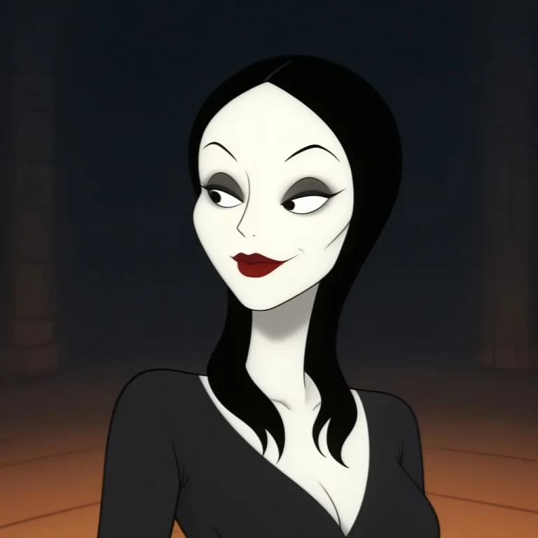 Morticia, Black Hair, Long Hair, Black Eyes, Pale Skin, Make...