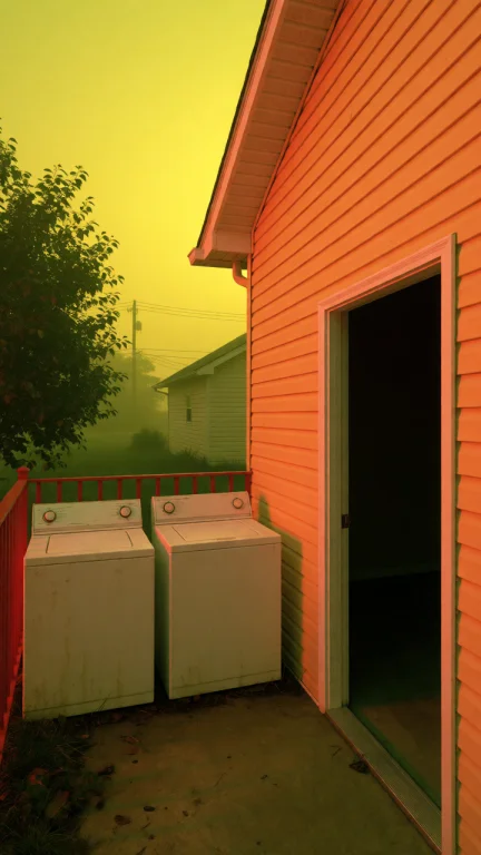 Dcl1m1nal. Wide-angle Eye-level View Of A Surreal Suburban L...