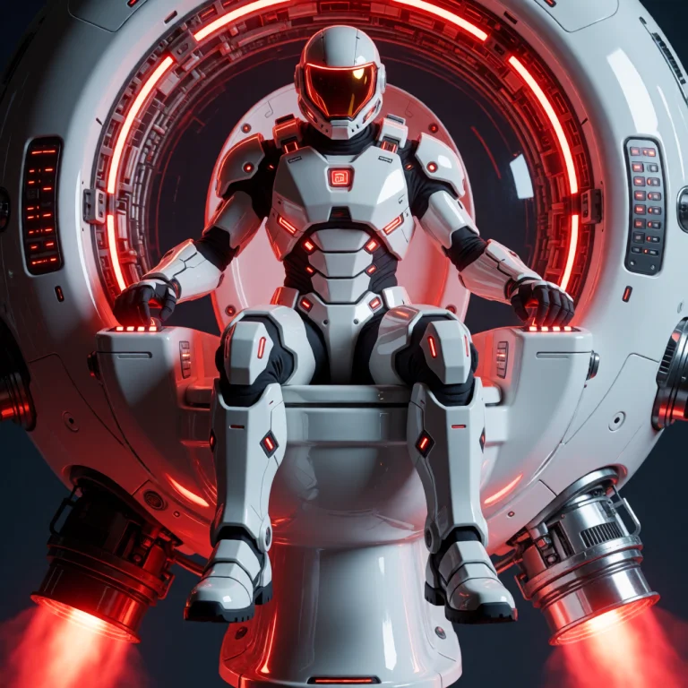 A Serious Futuristic Whiteember Tech Armored Soldier Scene.