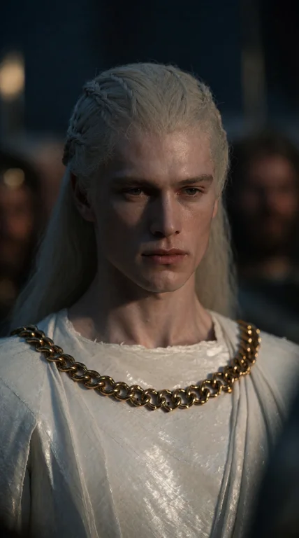 Long, Pale Blonde Hair, Intricate Braids, Composed Expressio...