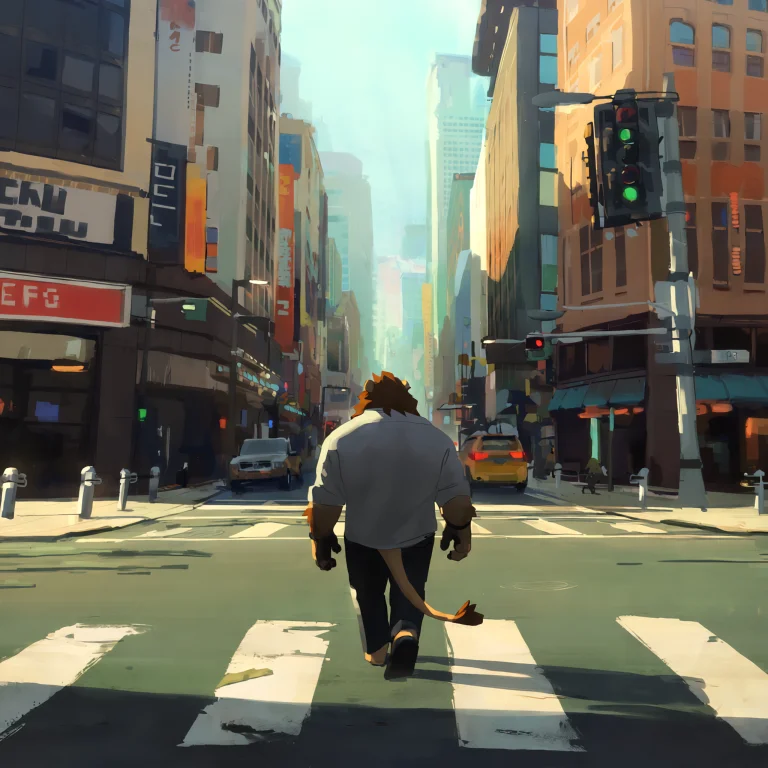 Solo, 1boy, Furry Male, Dededo, Lion, Facing Away, Walking,...