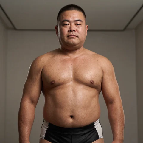 Tang Nano,man Stands Shirtless, Wearing Black Leather Shorts... — Stable Diffusion AI Prompt: tang NANO,man stands shirtless, wearing black leather shorts, with a broad, musc...