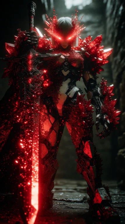 A Wide-angle, Far Perspective Shot Of A Formidable Cyborg Wo...
