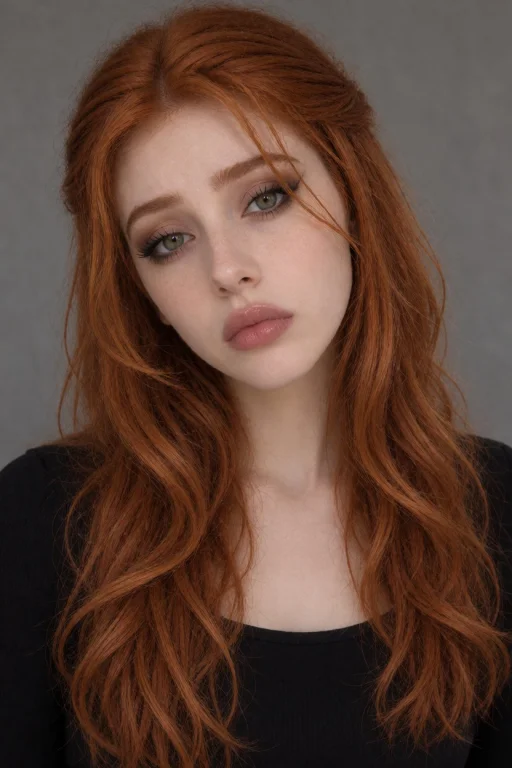 Lanax With Gently Wavy Copper-auburn Hair, Melancholic Expre...