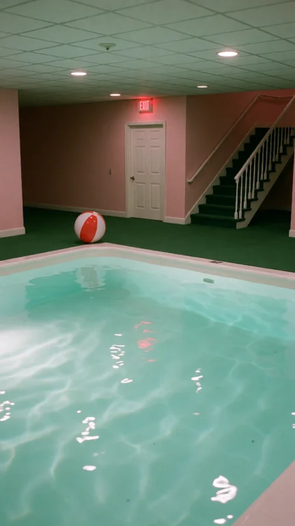 Dcl1m1nal. Wide Eye-level Shot Of An Indoor Swimming Pool Oc...