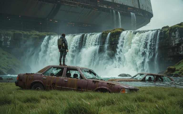 This Is A Sci-fi Image Depicting A Serene Yet Mysterious Lan...
