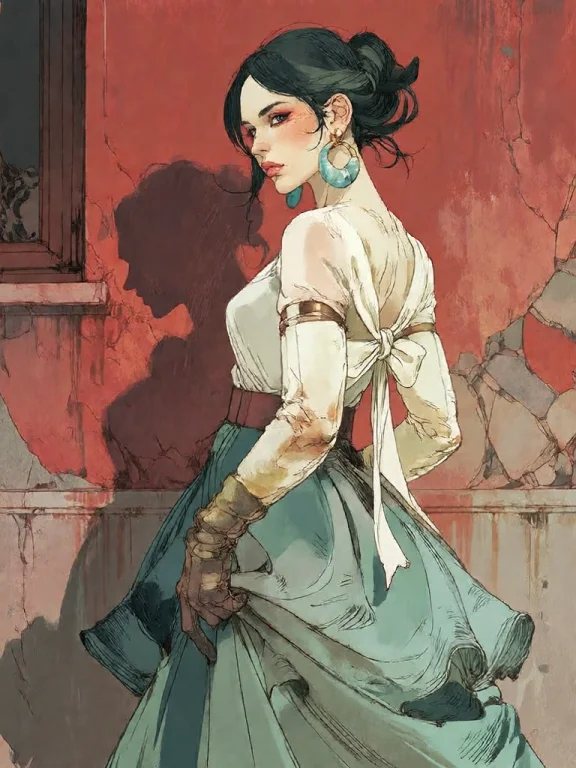 Bradhamel Art Style. A Stylized Illustration Of A Woman With...