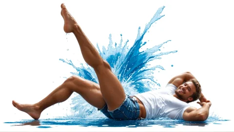 A Happy Man, Water Splash, White Background — Stable Diffusion AI Prompt: a happy man, water splash, white background