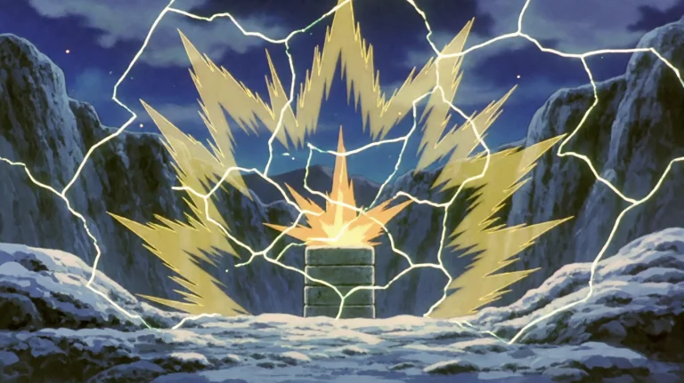 Pkmnmv2000, A Radiant, Spiky Burst Of Golden Energy Erupts F...