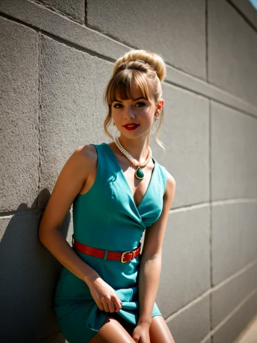 Lomography, 25yo Woman With Light Blonde Hair Styled In A Cl... — SDXL AI Prompt: Lomography, 25yo woman with light blonde hair styled in a classic vintage updo f...
