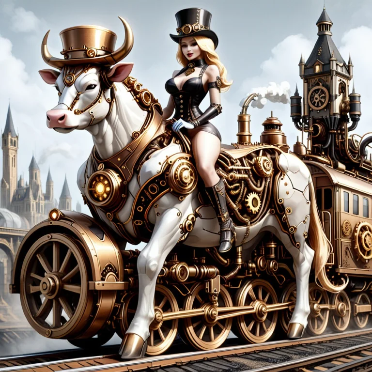 Whiteember, A Steampunk Cow Made Out Of Gears And Pipes, Wea...