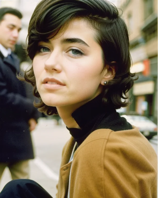 Color Film Photograph Of A Beautiful Woman, Short Hair, New...