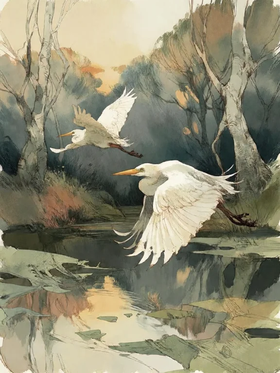 Bradhamel Art Style. A Watercolor Painting Of Two White Hero...