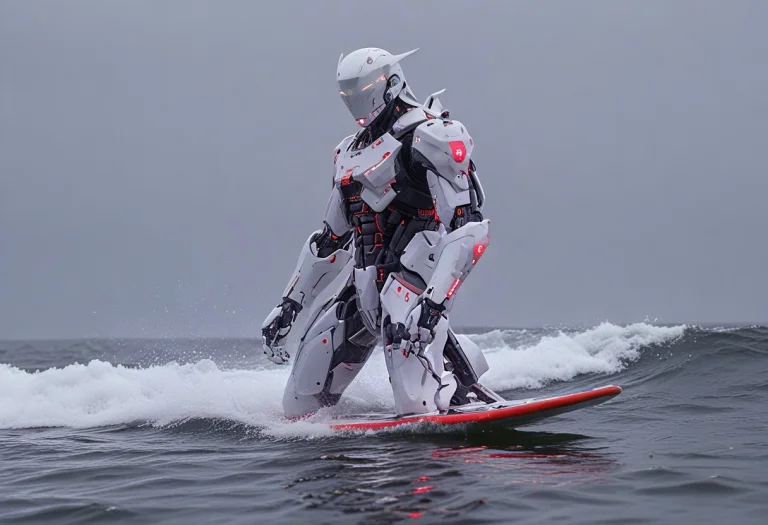 Whiteember, A Samurai Robot Surfing