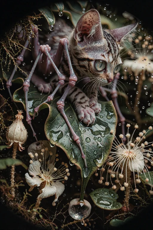 A Lilac Spider-kitten Hybrid, No Larger Than A Thumb, Crouch...