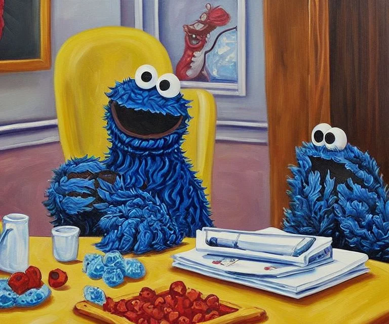 Asciia Painting Of The Cookie Monster, Very Detailed, Clean,...