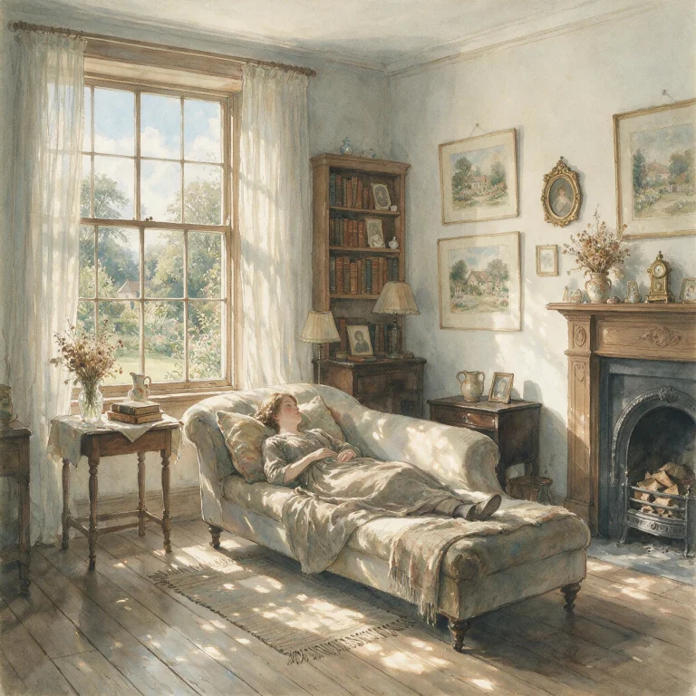Woman Lying On A Sofa, Long Dress, Brush Painting, Old Style...