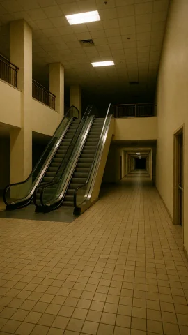 Dcl1m1nal. Wide Eye-level Environmental Shot Of A Vacant Til... — Stable Diffusion AI Prompt: DCL1M1NAL. Wide eye-level environmental shot of a vacant tiled atrium with a pai...