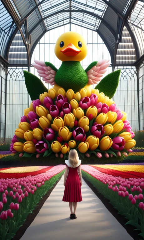 A Close-up Photograph Of A Woman With A Rubber-duck Head Mad...