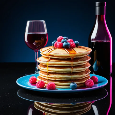 Foodneonnight3, Product Photography Of A Stack Of Pancakes,... — SDXL AI Prompt: foodneonnight3, product photography of a stack of pancakes, On a glossy black su...
