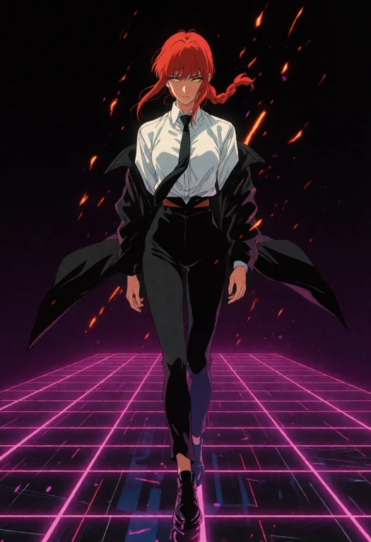 Retrocyberpunk, Retro, Retro Artstyle, Makima, A Woman With...
