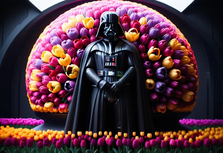 A Cinematic, Surreal Sculpture Of Darth Vader Standing On A...
