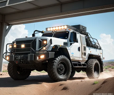Professional Photo, Armored Recovery Vehicle Wheeledairborne... — Stable Diffusion AI Prompt: Professional Photo, Armored recovery vehicle (wheeled/airborne), Border crossing...