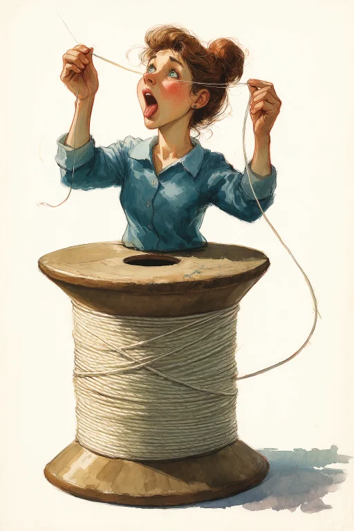 In The Style Of Vladimir Zarubin, A Woman Trying To Thread A...